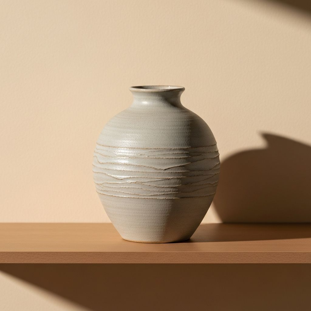 Handgefertigte Keramikschale auf Regal